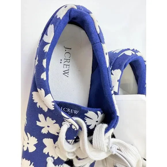 NWT J. Crew Blue Floral Canvas Lace Up Casual Sneakers Shoes Size 9 - Picture 6 of 10
